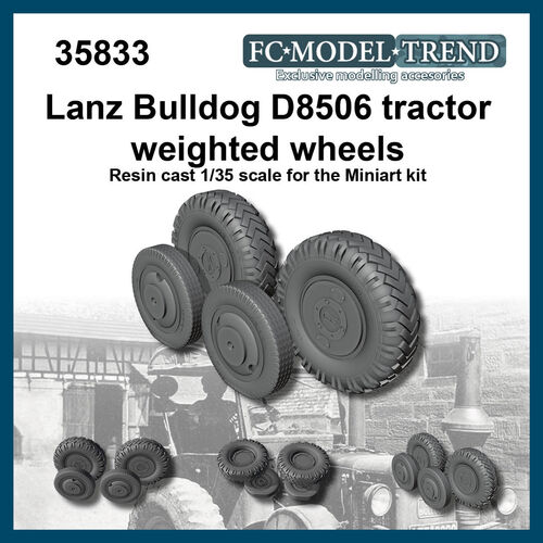35833 Ruedas con pedo para el tractor Lanz Bulldog D8505. Escala 1/35.