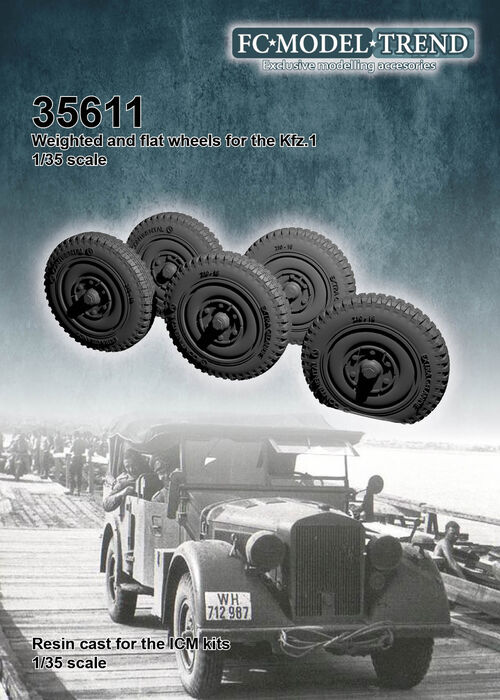 35611 Weighted wheels for Kfz.1, 1/35 scale.