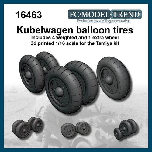 16463 Kubelwagen weighted desert tire wheels, 1/16 scale