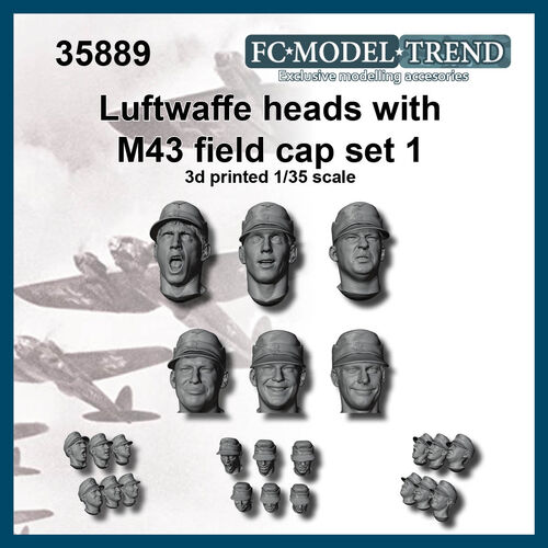 35889 Luftwaffe M43 beret heads, set 1. 1/35 scale