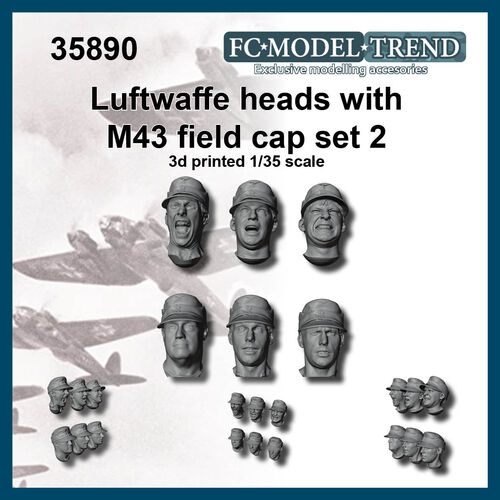 35890 Luftwaffe heads with M-43 cap, set 2. 1/35 scale.