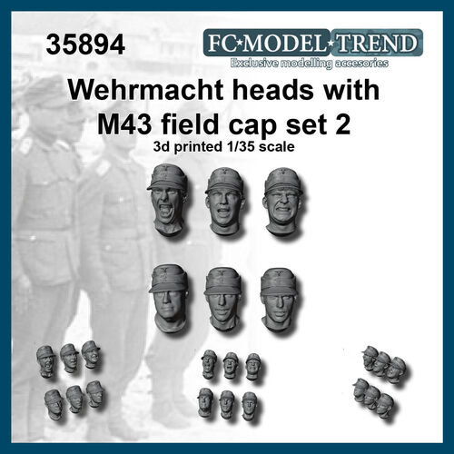 35894 Wehrmacht heads with M-43 cap, set 2. 1/35 scale.