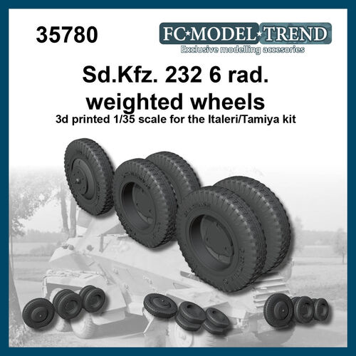 35780 Sd.kfz. 232 6 rad, weighted wheels. 1/35 scale.