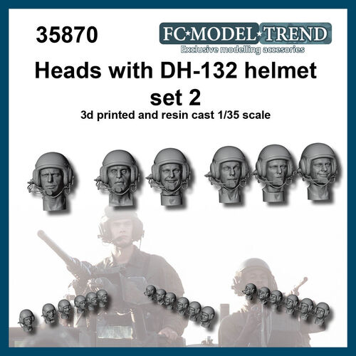 35872 DH-132, helmet heads set 2. 1/35 scale.