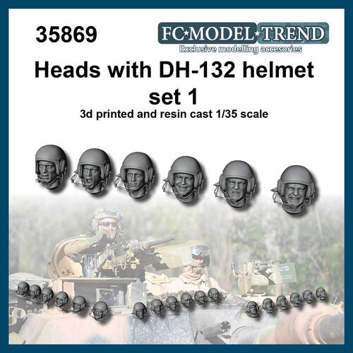 35869 Cabezas con casco DH.132 set 1, escala 1/35.