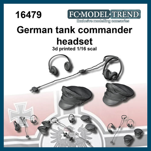 16479 German tank commander cap, headphones and microphone. 1/16 scale.