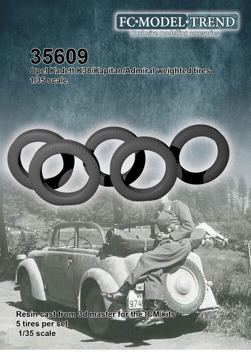 35609 Neumáticos con peso para el coche alemán Opel Kadett, escala 1/35.