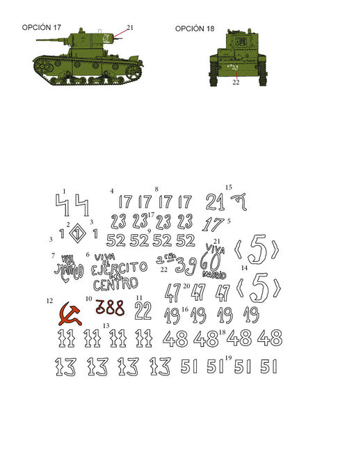 35246 T-26 in Spain decals , republican side, 1/35 scale