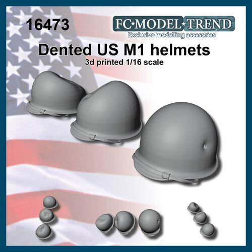 16473 US WWII dented helmets, 1/16 scale.