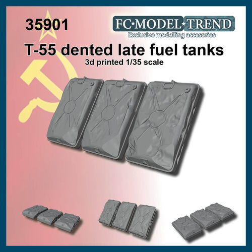 35901 T55 tardo, tanques de combustible abollados. Escala 1/35.