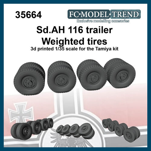 35664 Sd.AH 116 German WWII trailer weighted wheels 1/35 scale.