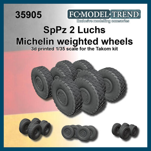 35905 SpPz Luchs, weighted wheels, 1/35 scale.