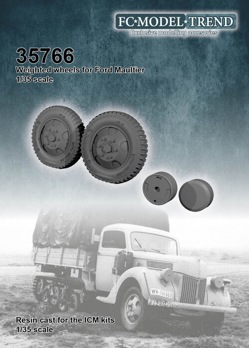 35766 Ford Maultier, weighted wheels, 1/35 scale.