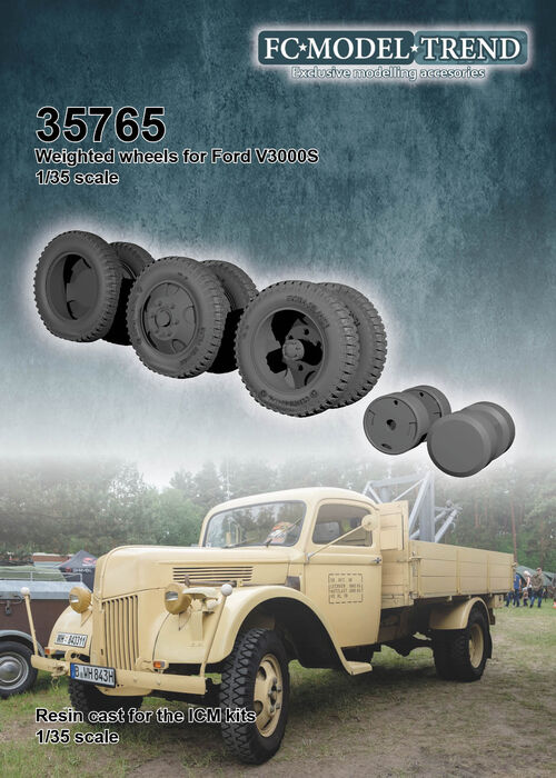 35765 Ford V3000S weighted wheels. 1/35 scale.