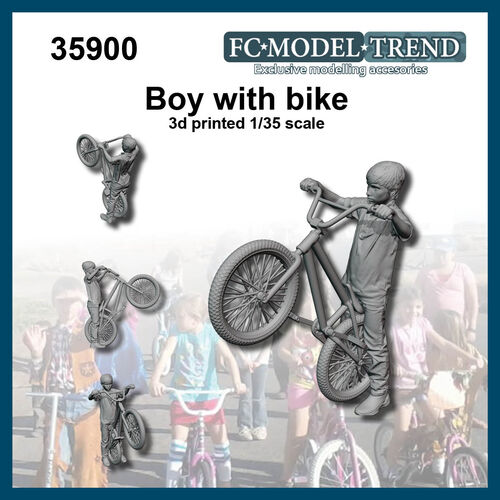 35900 Niño con bicicleta, escala 1/35