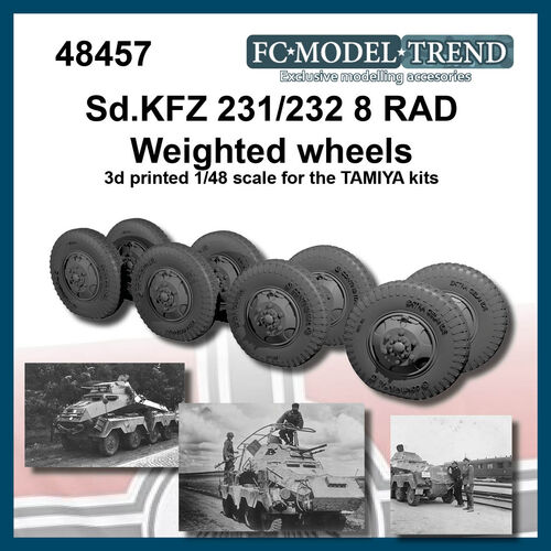 48457 Sdkfz 234 weighted wheels, 1/48 scale.