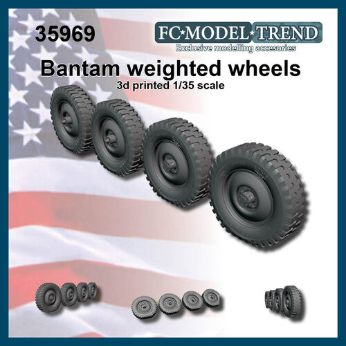 35969 Bantam jeep, ruedas con peso. Escala 1/35.