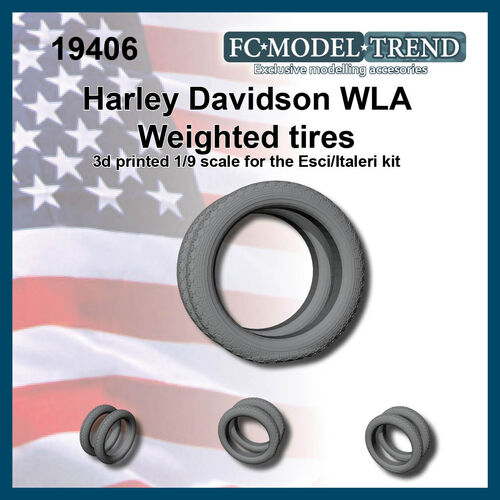 19406 Neumáticos con peso para la Harley Davidson WLA, escala 1/9.