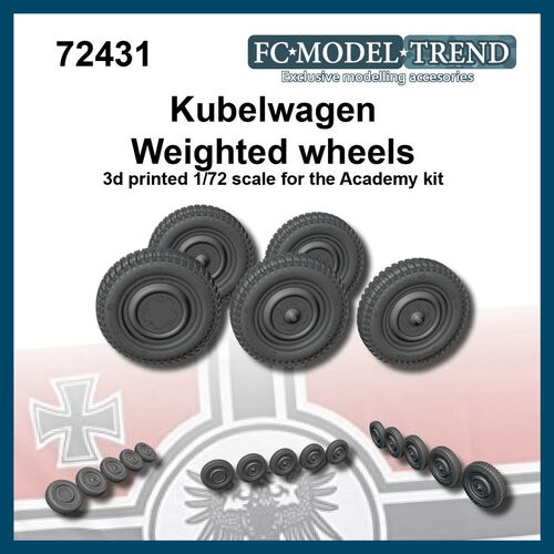 72431 Kubelwagen, ruedas con peso, escala 1/72.