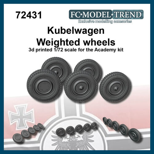 72431 Kubelwagen, weighted wheels, 1/72 scale.