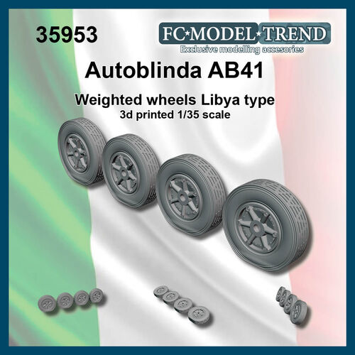 35953 Autoblinda AB41 ruedas "Libia" con peso, escala 1/35.