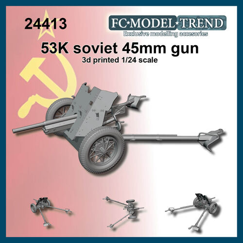 24413 53K soviet 45mm gun. 1/24 scale. 3d printed.