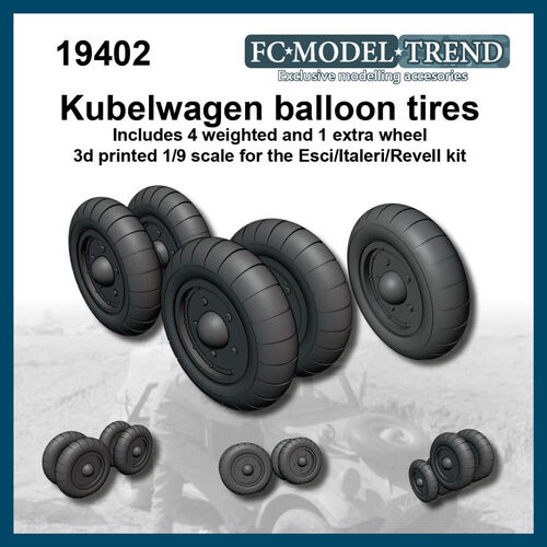 19402 Kubelwagen, "balloon" desert weighted tires. 1/9 scale.