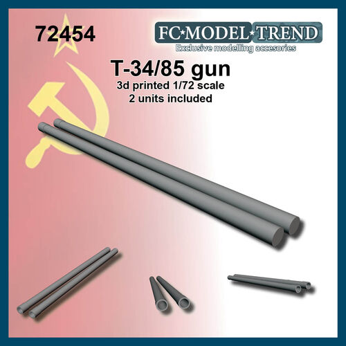 72454 T34/85 gun barrel, 2 units. 1/72 scale.