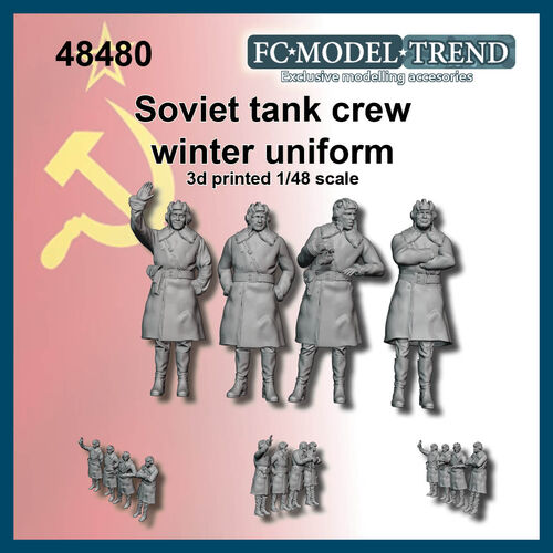 48480 Soviet tank crew in winter uniform. 1/48 scale.