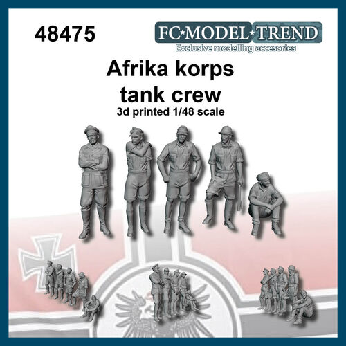 48475 Tripulación de carro alemana Afrika Korps, escala 1/48.