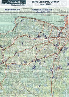 36302 Self adhesive base, German map of Leningrad WWII