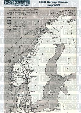 36303 Self adhesive base, German map of Norway WWII