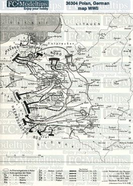 36304 Self adhesive paper base, German map of Poland WWII