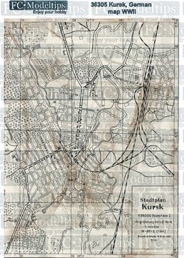 36305 Self adhesive paper base, German map of Kursk WWII