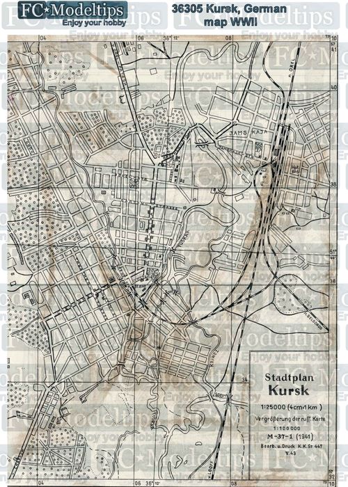 Self adhesive base, German map of Kursk WWII