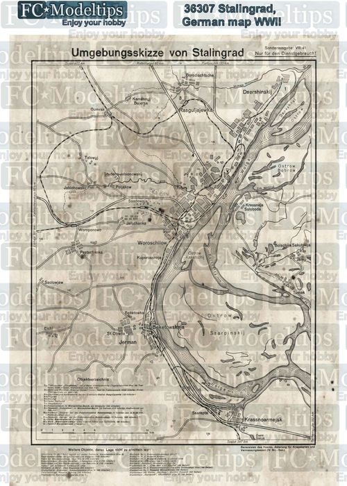 Self adhesive base, German map of Stalingrad WWII