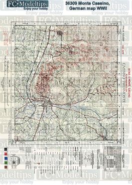 36309 Self adhesive paper base, German map of Monte Cassino WWII
