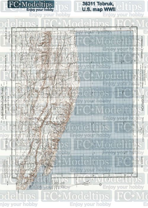 36311 Self adhesive paper base, U.S. map of Tobrouk WWII