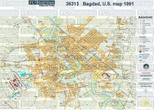 36313 Base Mapa norteamericano de Bagdad, 1991, en papel adhesivo