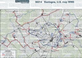 36314 Self adhesive paper base, U.S. map of Bastogne WWII