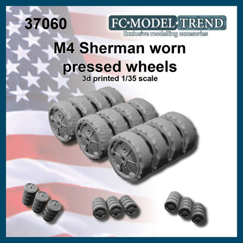 37060 M4 Sherman, ruedas prensadas gastadas. Escala 1/35.