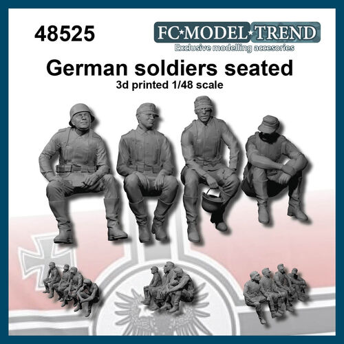 48525 German soldiers seated, 1/48 scale.