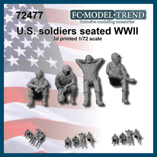 72477 US soldiers WWII seated, 1/72 scale.