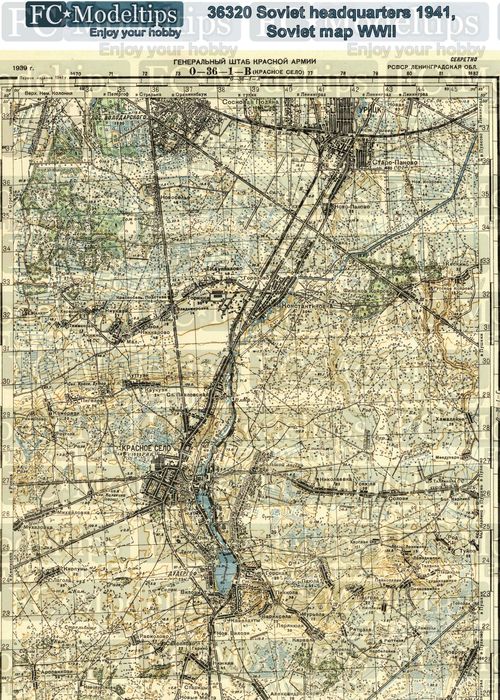 36320 Self adhesive paper base, Soviet map of Soviet headquarters 1941 WWII
