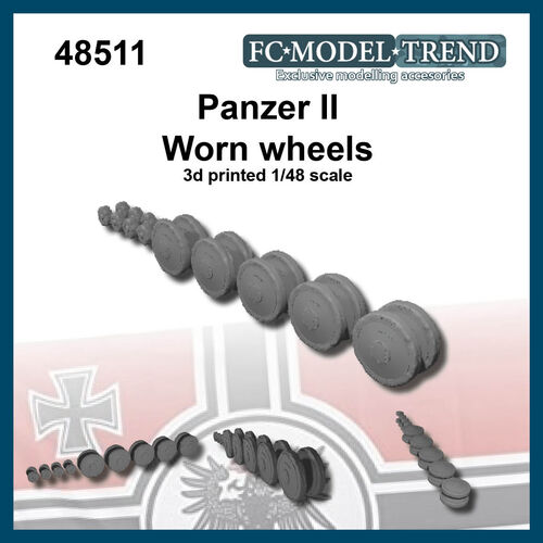 48511 Panzer II worn wheels, 1/48 scale.