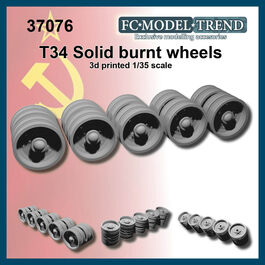 37076 T-34 burnt dish wheels, 1/35 scale.