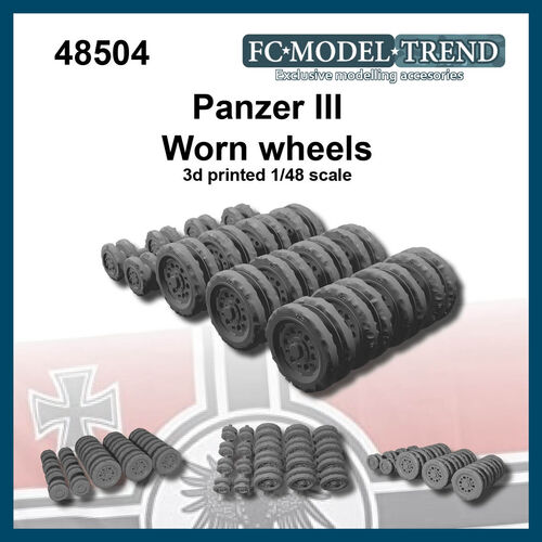 48504 Panzer III worn wheels, 1/48 scale.