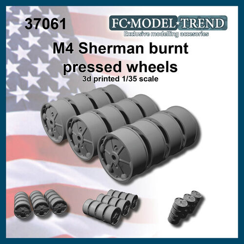 37061 M4 Sherman, ruedas prensadas quemadas, escala 1/35.