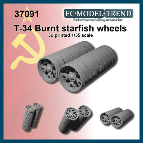 37091 T-34 Ruedas starfish quemadas, escala 1/35.