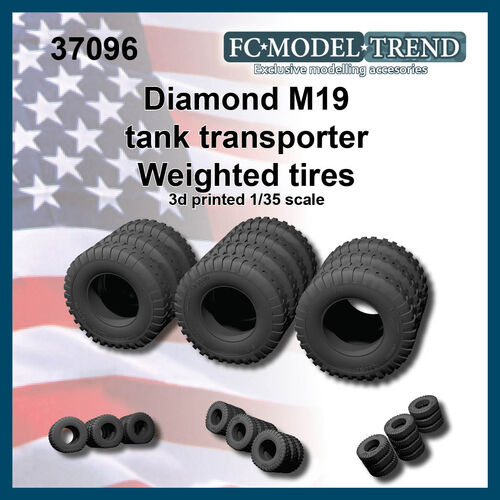 37096 Diamond M19, neumáticos con peso, escala 1/35.
